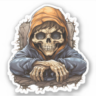 Bored Skeleton Sitting In Forest Cool Skeleton