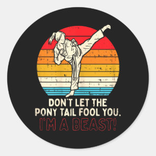 BoredKoalas Dont Let Ponytail Fool Girl Kick Classic Round Sticker
