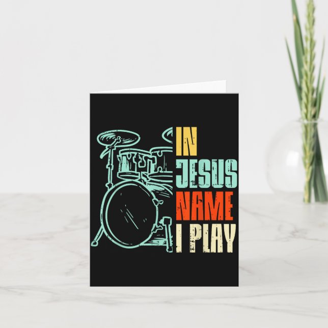 Boredkoalas Jesus Name I Play Drums - Men, Boys -  Card (Front)