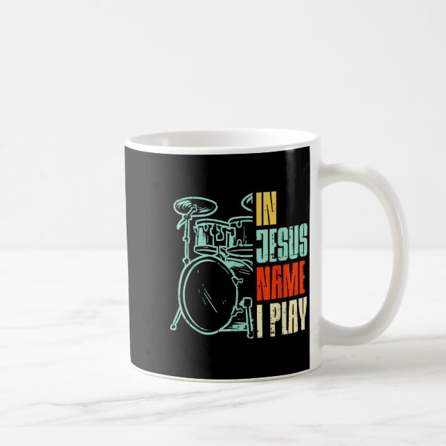 Boredkoalas Jesus Name I Play Drums - Men, Boys -  Coffee Mug (Right)