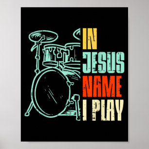 Boredkoalas Jesus Name I Play Drums - Men, Boys -  Poster