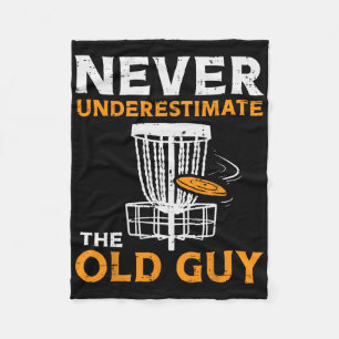 Boredkoalas Never Underestimate Old Guy Disc Golf  Fleece Blanket