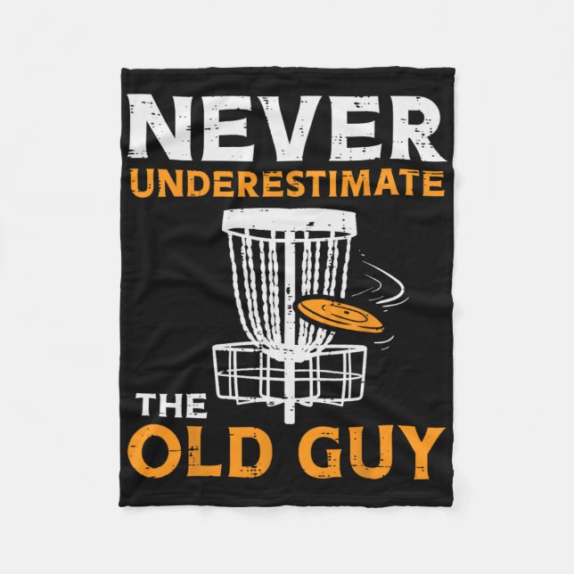 Boredkoalas Never Underestimate Old Guy Disc Golf  Fleece Blanket (Front)
