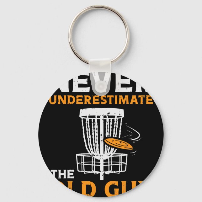 Boredkoalas Never Underestimate Old Guy Disc Golf  Key Ring (Front)