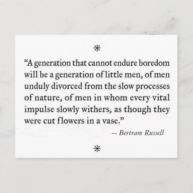 Boredom and "little men" postcard (Front)