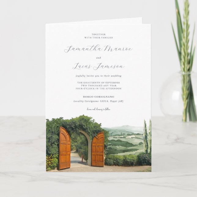 Borgo Corsignano | Illustrated Wedding Invitation (Front)