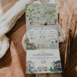 Borgo Corsignano | Illustrated Wedding Tri-Fold Invitation<br><div class="desc">Set the tone for an exciting wedding weekend with a custom itinerary invitation. This "roomy" invitation is a great way to give your guests additional information on the wedding. These cards can list the festivities surrounding your wedding weekend, such as welcome cocktails, after-parties, and morning after brunches. If you’re planning...</div>