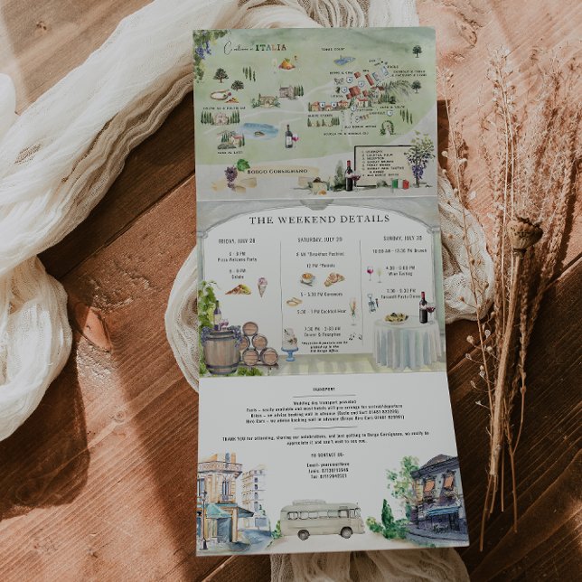 Borgo Corsignano | Illustrated Wedding Tri-Fold Invitation (Creator Uploaded)