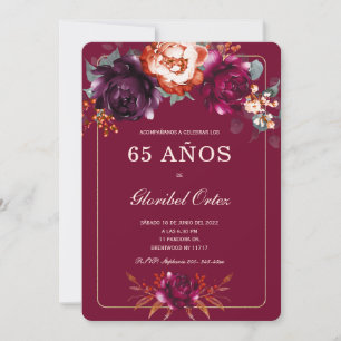 Borgoña 65th ideas de fiesta de cumpleaños para invitation