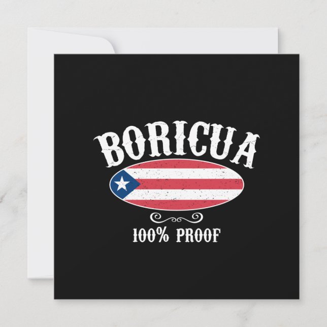 Boricua 100% Puerto Rico Greeting Card (FLAT) (Front)