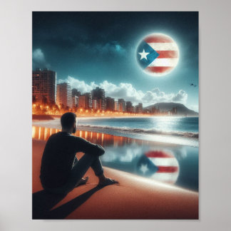 Boricua Aunque Sea en la Luna Poster