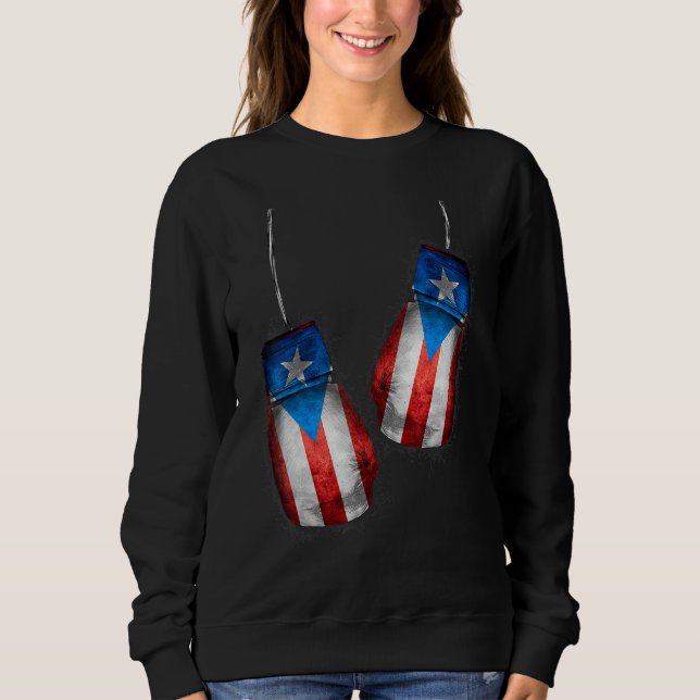 Boricua Boxers Boxing Fans  Gloves Puerto Rico Fla Sweatshirt (Front)
