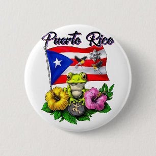 Boricua Coqui Frog Taino Puerto Rico Puerto Rican  6 Cm Round Badge
