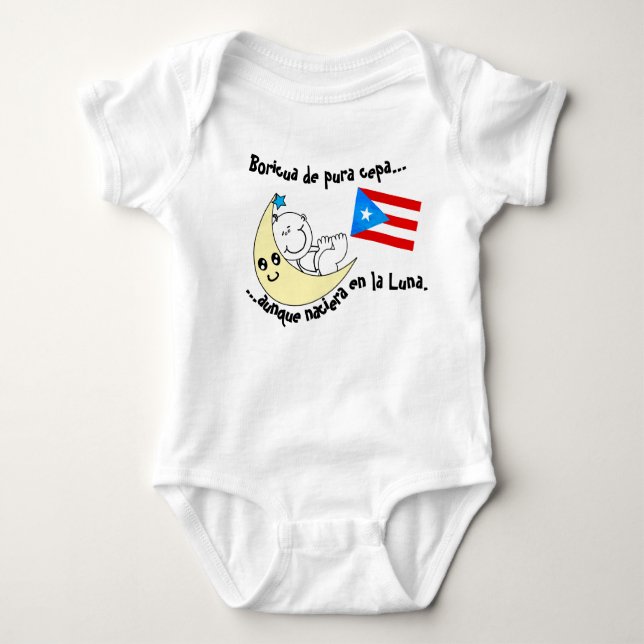  Boricua en la Luna Baby Bodysuit (Front)