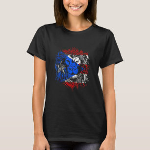 Boricua Flag Lion Head Lions Skull Pride Motif Pue T-Shirt