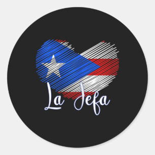 Boricua Jefa Puerto Rico Heart Flag Boricua Mum Mo Classic Round Sticker