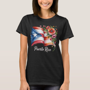 Boricua Pride Floral Puerto Rican Flag Watercolor T-Shirt
