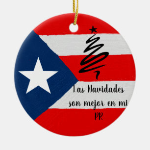 Boricua Puerto Rico flag Christmas Ceramic Ornament