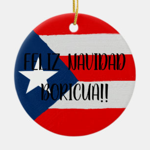 Boricua Puerto Rico flag coqui Christmas Ceramic Ceramic Ornament