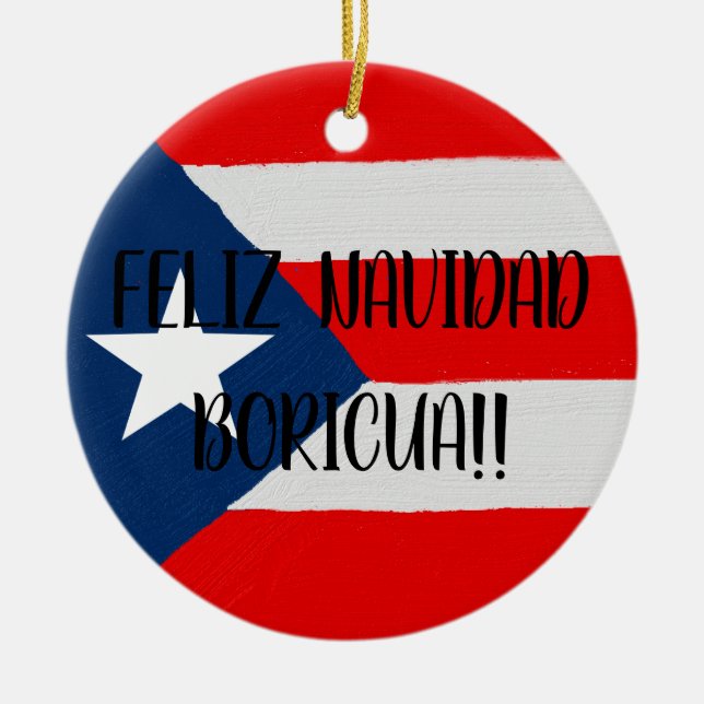 Boricua Puerto Rico flag coqui Christmas Ceramic Ceramic Ornament (Front)