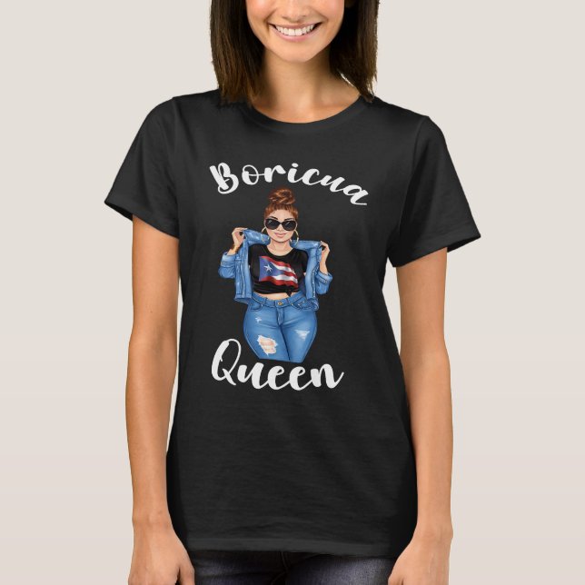 Boricua Queen Puerto Rican Women Cool Latin Pride  T-Shirt (Front)