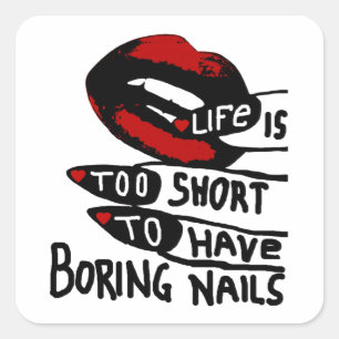 Boring Nails  Square Sticker