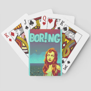 Boring pop art redhead woman trifold wallet playing cards