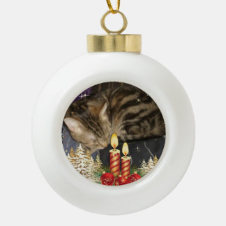 boris catenov waiting for santa paws ceramic ball christmas ornament