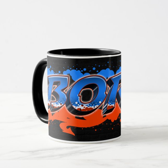 Boris First Name Graffiti blue orange cup (Front Left)