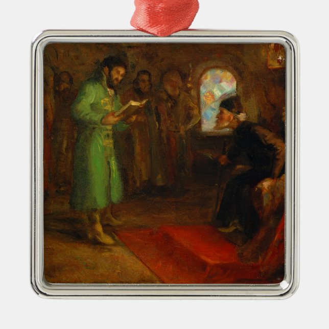 Boris Godunov with Ivan the Terrible Metal Ornament (Front)