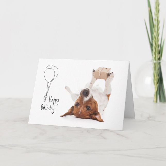 Boris - Jack Russell Terrier - Happy Birthday Holiday Card (Front)