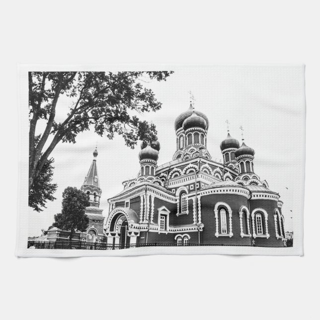 Borisov Barysaw Belarus Church Architecture Tea Towel (Horizontal)