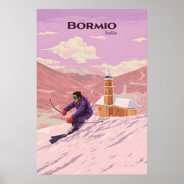 Bormio Ski Resort Travel Poster (Front)