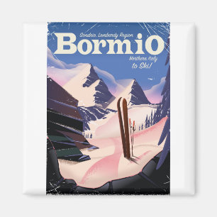 Bormio,Sondrio, Lombardy Region, Italy ski poster. Magnet