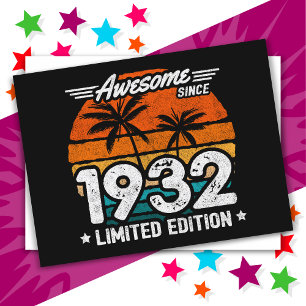 Born 1932 Limited Edition Retro Awesome Since 1932 Postcard