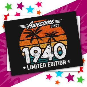 Born 1940 Limited Edition Retro Awesome Since 1940 Postcard