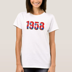 Born 1958 Birthday Party Hawaiian Red Blue  T-Shirt