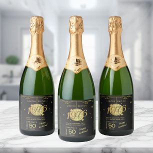 Born 1976 50th  birthday party black bottle label