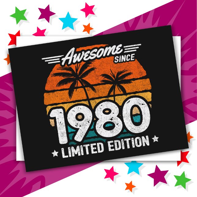 Born 1980 Limited Edition Retro Awesome Since 1980 Postcard (Creator Uploaded)