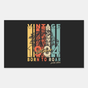 Born 1984 October Retro Lion Rectangular Sticker