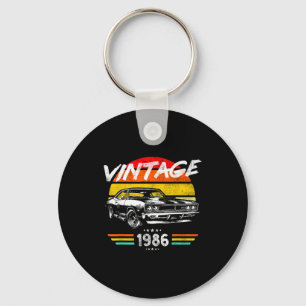 Born 1986 40th birthday vintage muscle car fathers key ring