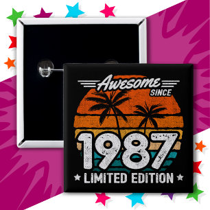 Born 1987 Limited Edition Retro Awesome Since 1987 15 Cm Square Badge