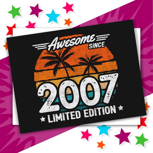 Born 2007 Limited Edition Retro Awesome Since 2007 Postcard (Creator Uploaded)