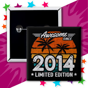 Born 2014 Limited Edition Retro Awesome Since 2014 15 Cm Square Badge