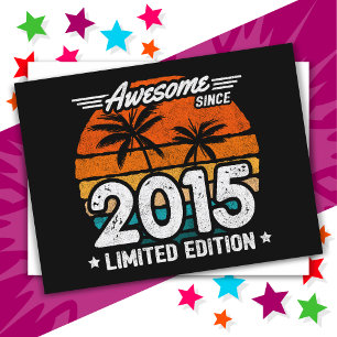 Born 2015 Limited Edition Retro Awesome Since 2015 Postcard