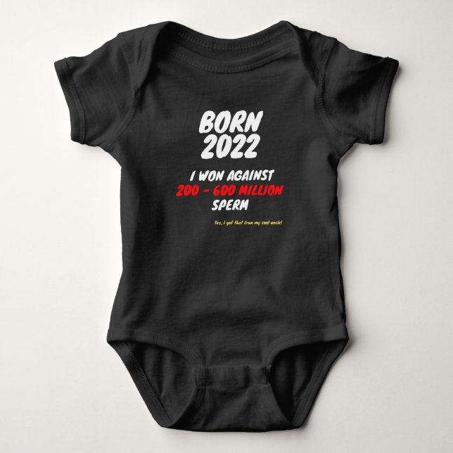 Born 2022 - I AM A WINNER Baby Strampler Bodysuit (Front)