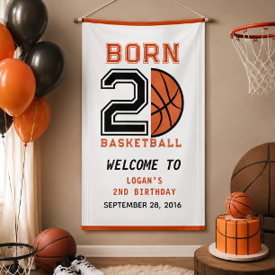 Born 2 Ball Basketball 2nd Birthday Party Banner