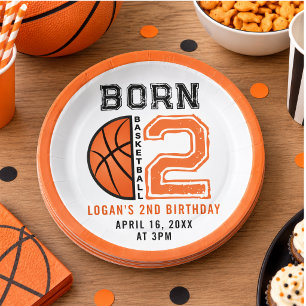 Born 2 Ball Basketball 2nd Birthday Party Paper Plate