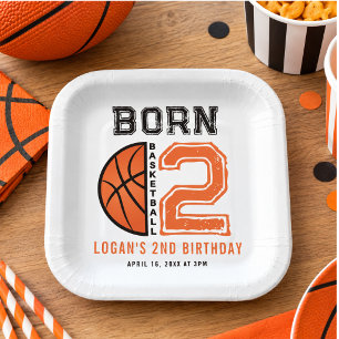 Born 2 Ball Basketball 2nd Birthday Party  Paper Plate