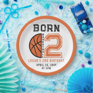 Born 2 Ball Basketball 2nd Birthday Party  Paper Plate